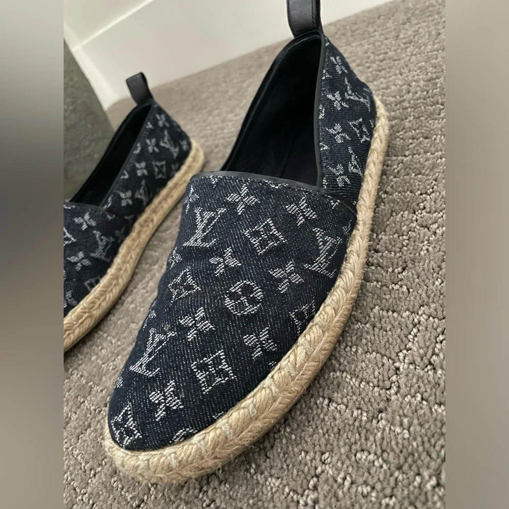 Louis Vuitton Women’s 36.5 Black Monogram Espadrille Flats w/ Box - Picture 6 of 10